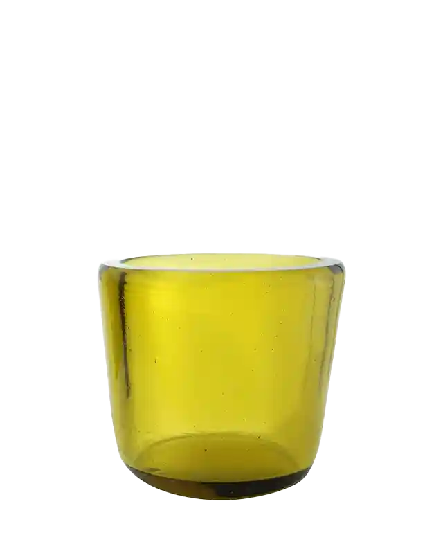 Photophore en verre soufflé coloris Miel, teinte chaude et translucide sur fond blanc