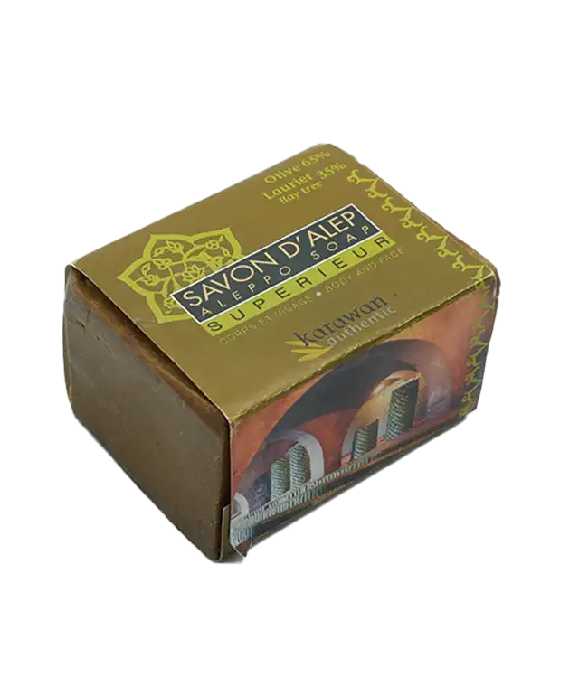 Superior Aleppo soap 35% laurel 65% olive in a band, and without a band