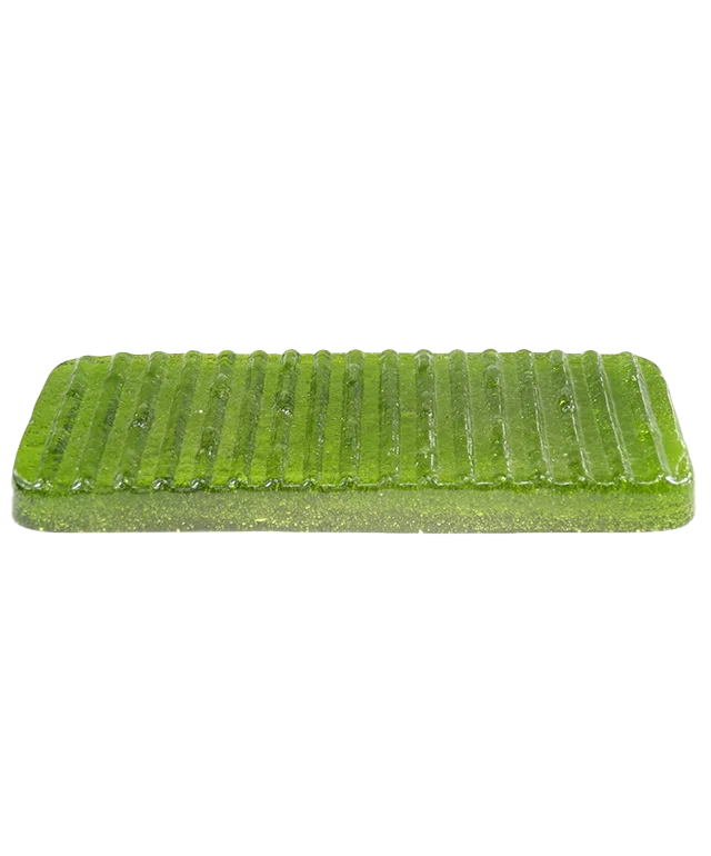 Ice recycled glass soap dish with ayurvedic soap and sea sponge