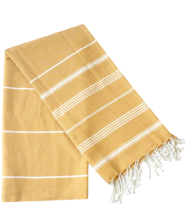 Fouta jaune doré en coton bio, collection Hammam