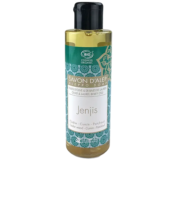 Aleppo soap with the scents of cedar, cumin and patchouli on a fouta