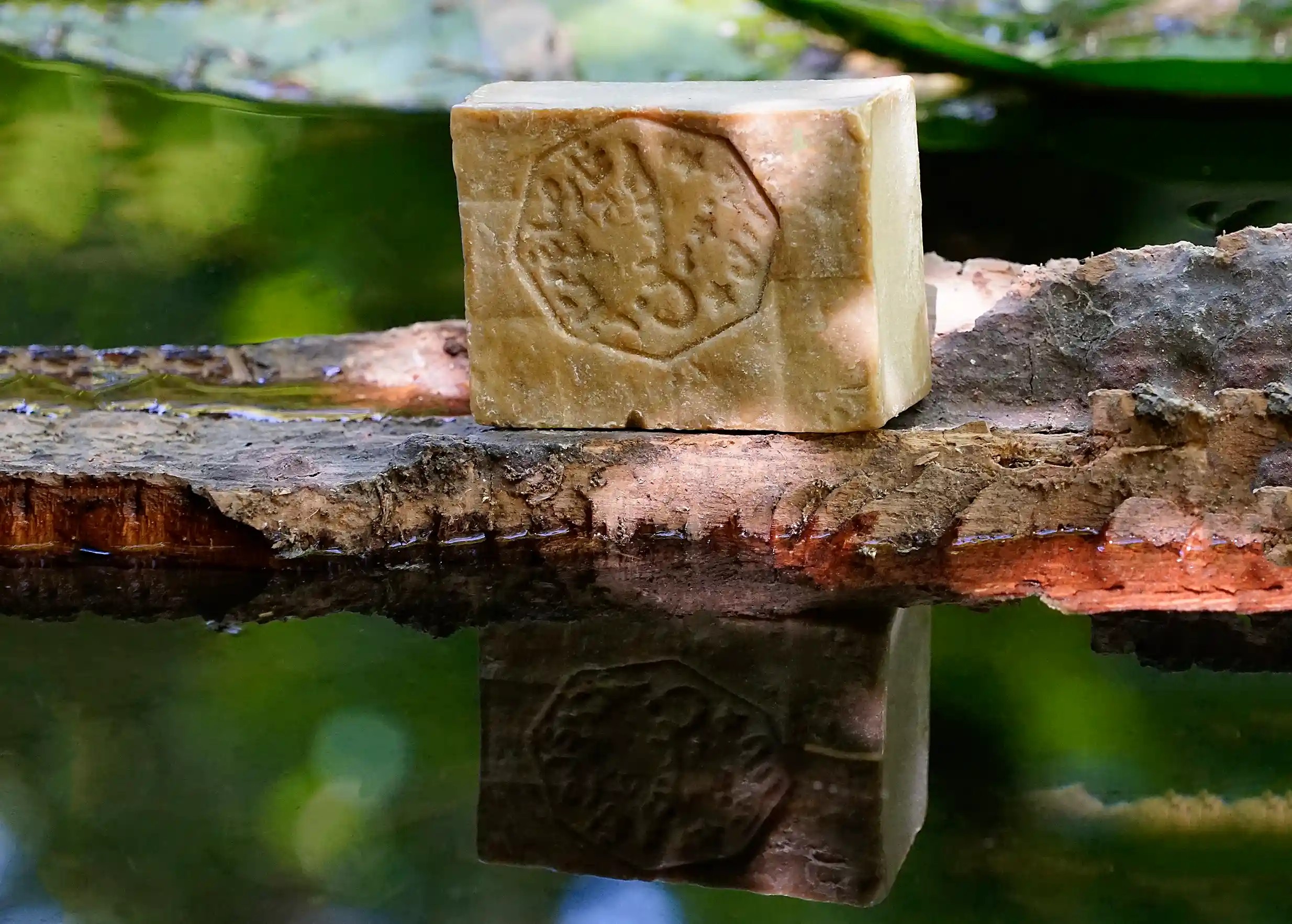 Aleppo soap with 20% laurel berry oil, near water
