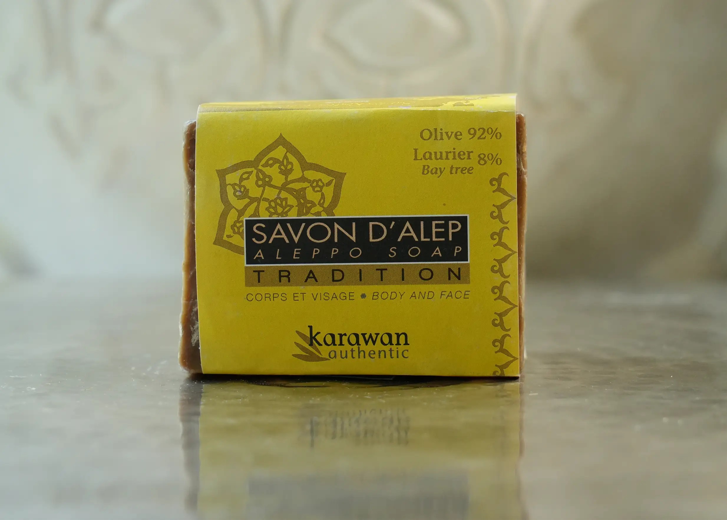 Savon d'Alep tradition 92% huile d'olive 8% huile de baies de laurier