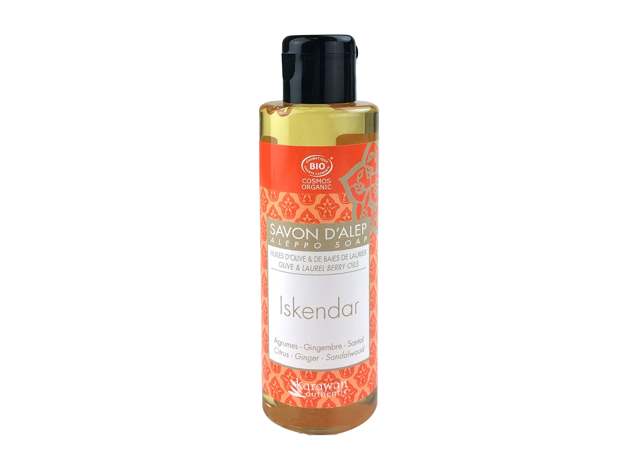 Fragrant organic liquid Aleppo soap in a small bottle Fragrant organic liquid Aleppo soap in a small bottle