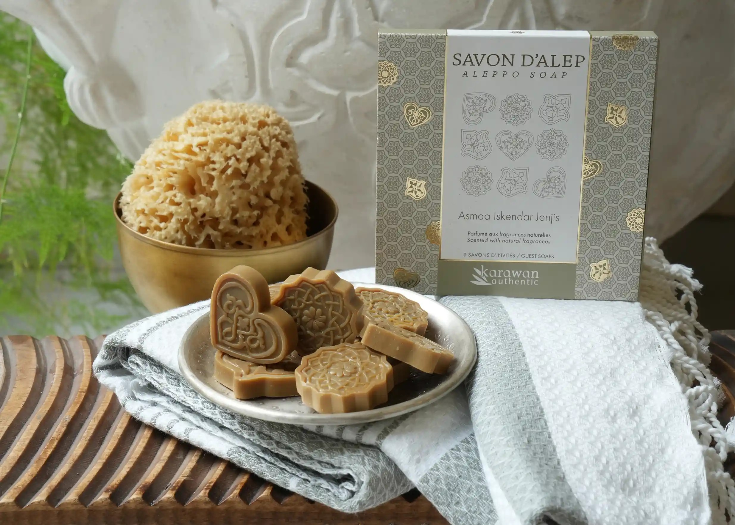 Savons d'invités 10g, éponge de mer naturelle et coffret