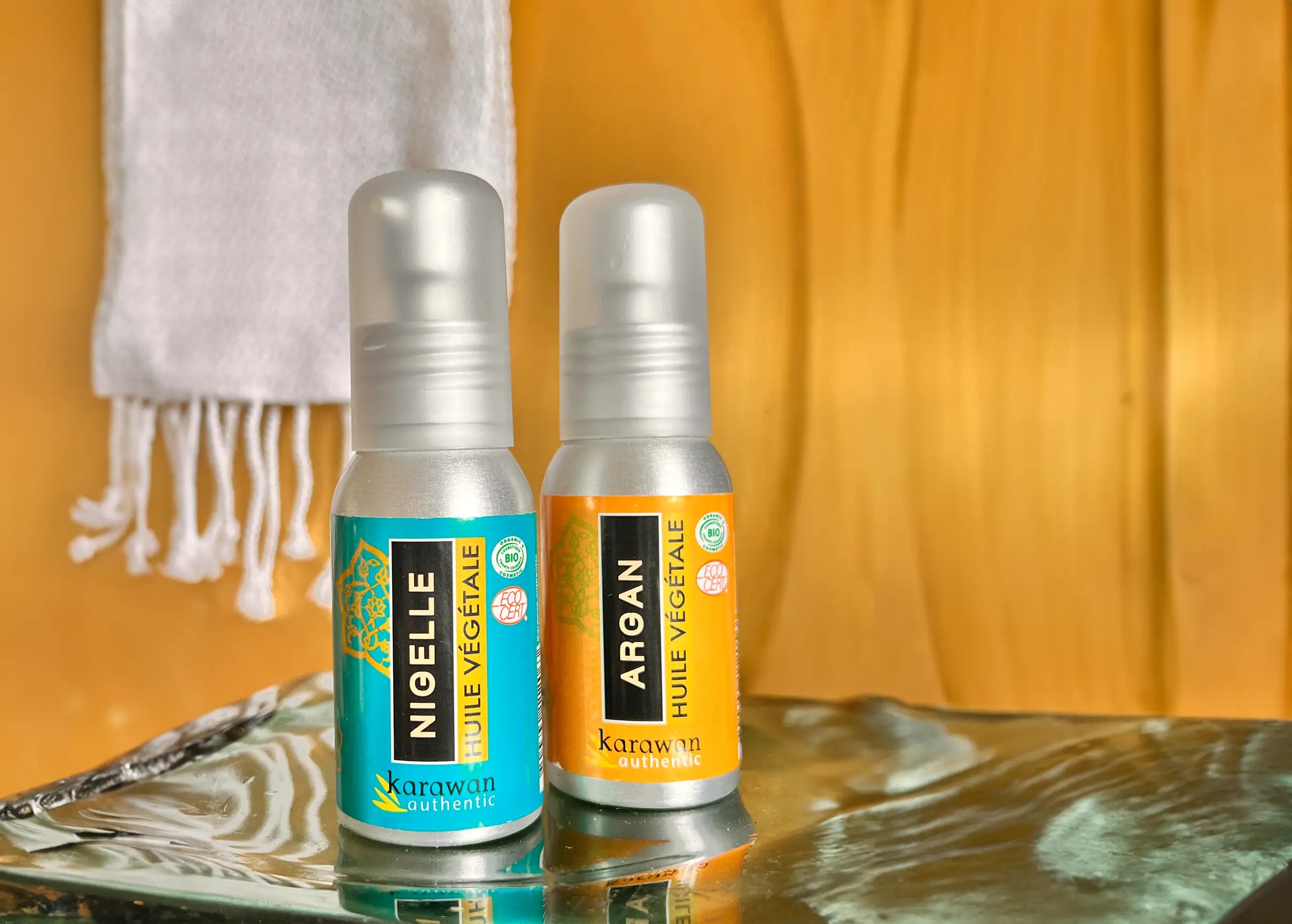 Argan oil certified Cosmos Organic and black seed oil certified organic by Ecocert