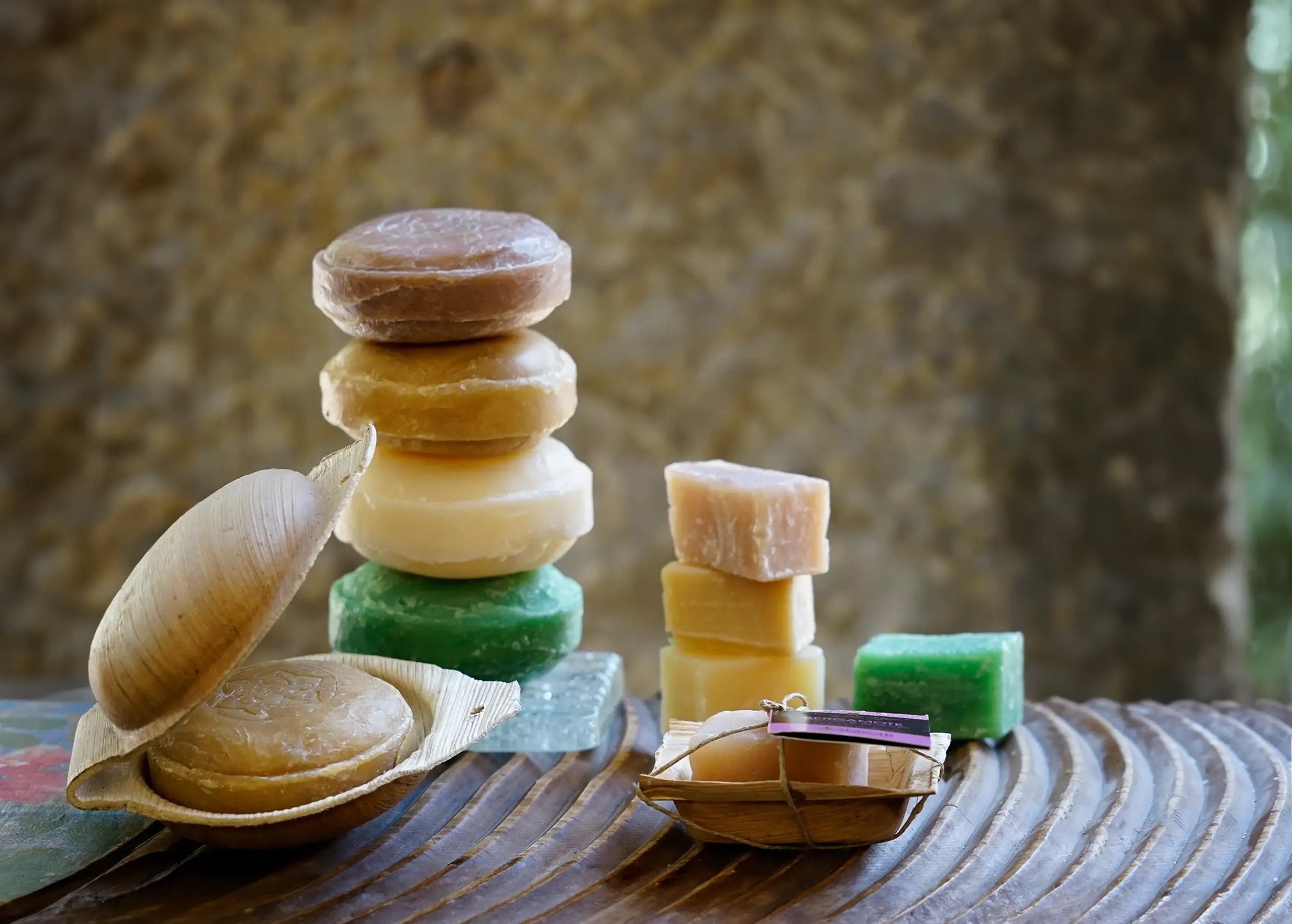 Assortment of ayurvedic soaps with natural ingredients by Karawan