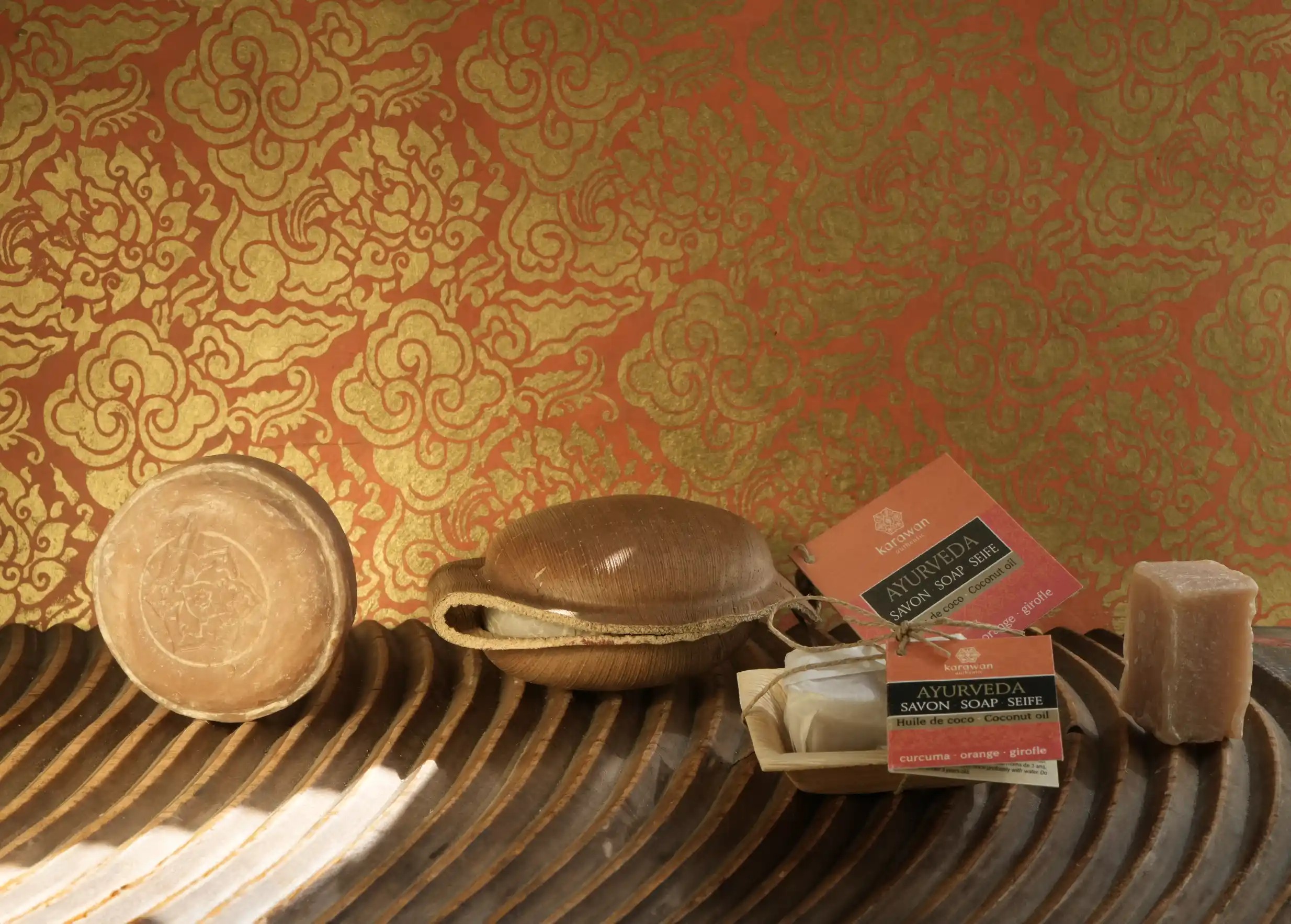 Ayurvedic soaps with turmeric essential oils, in a biodegradable zero-waste eco-pack