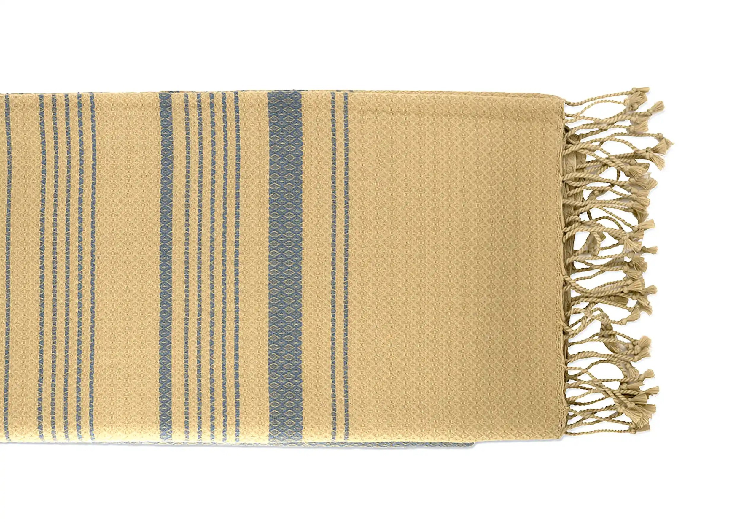 Fouta coton bio bleu de Chine de la collection Sand, photo prise en packshot