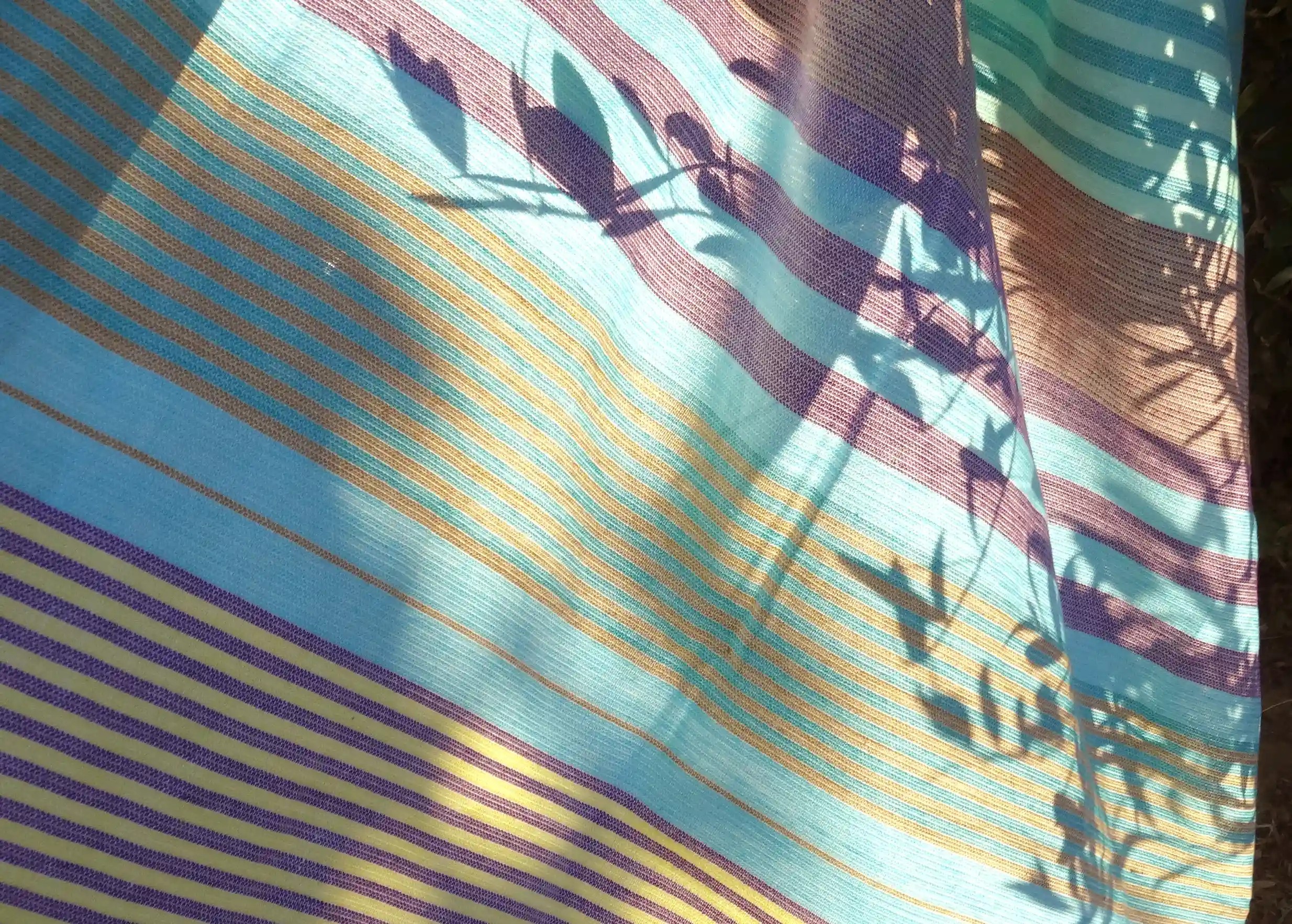 Close-up of an aqua-coloured organic cotton fouta