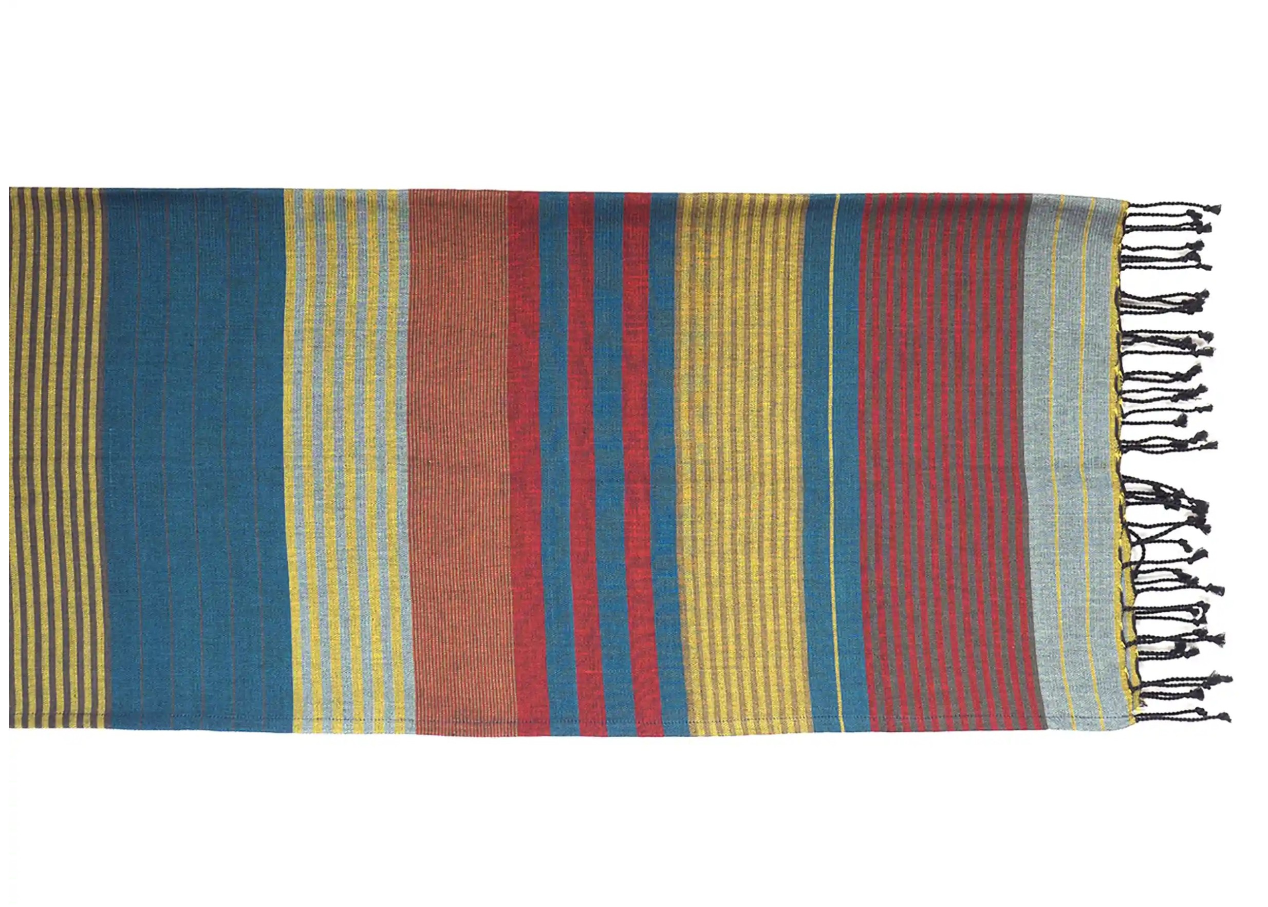 Fouta coton bio Redblue de la collection Ébène, photo prise en packshot