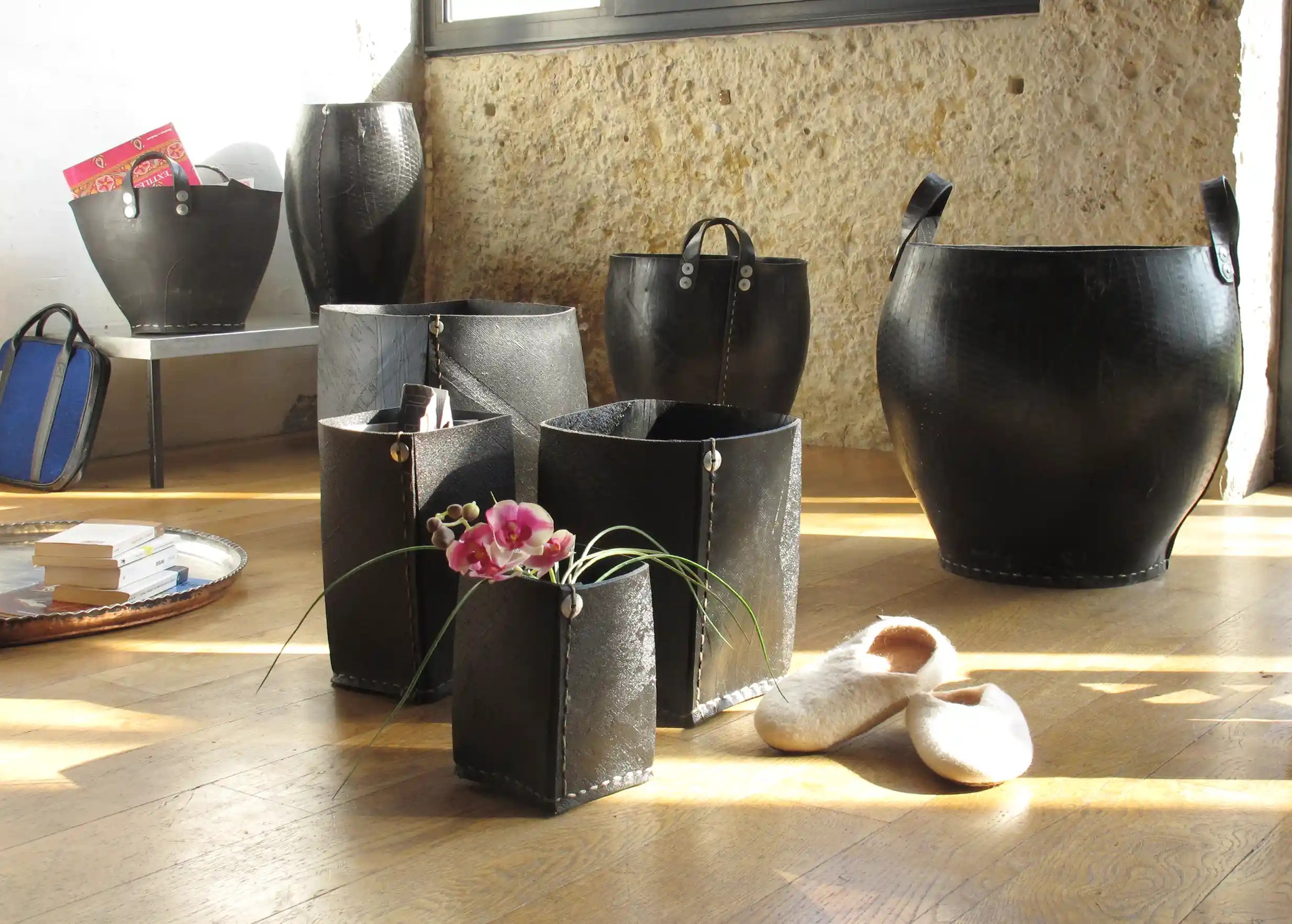 Collection of tyre storage units by Karawan