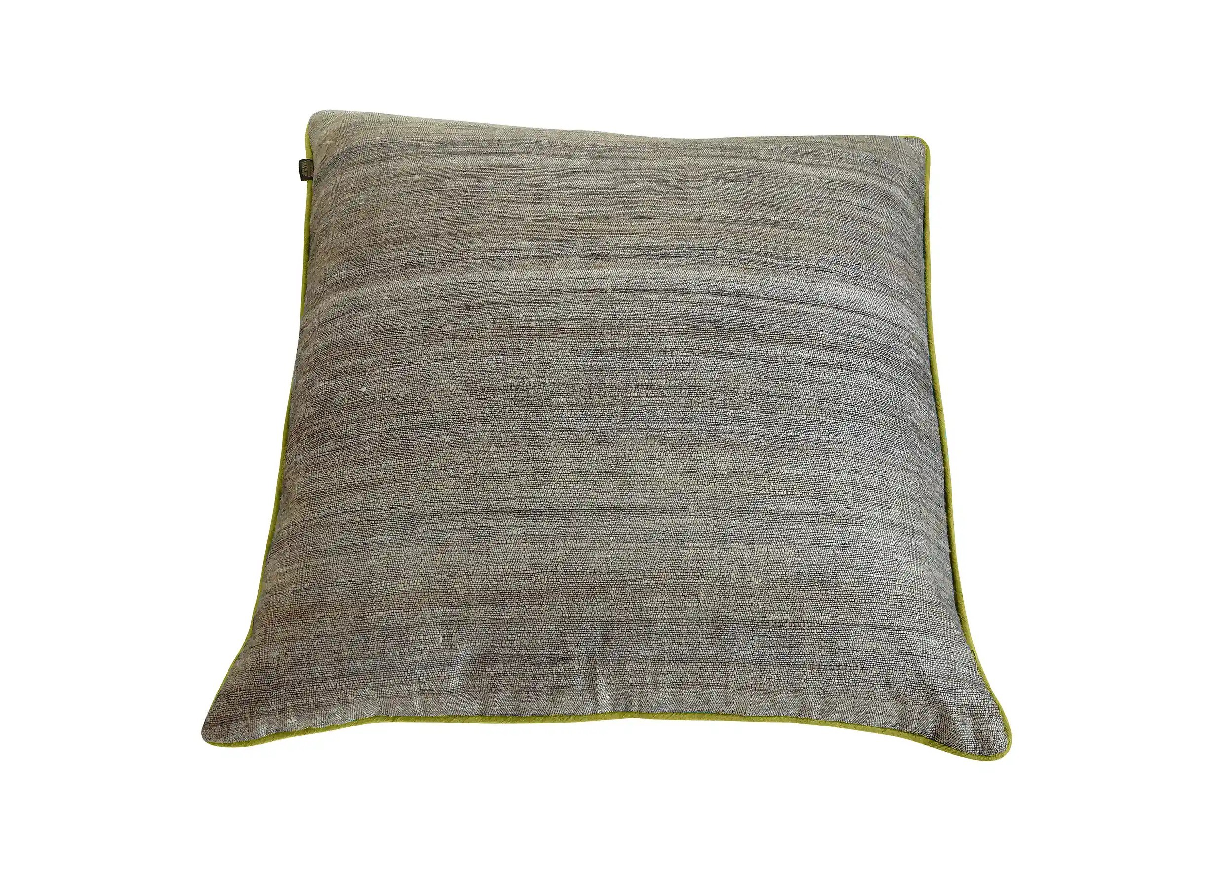 Turquoise bamboo cushion in nettle fiber and wild silk, photo taken from the front on a white background