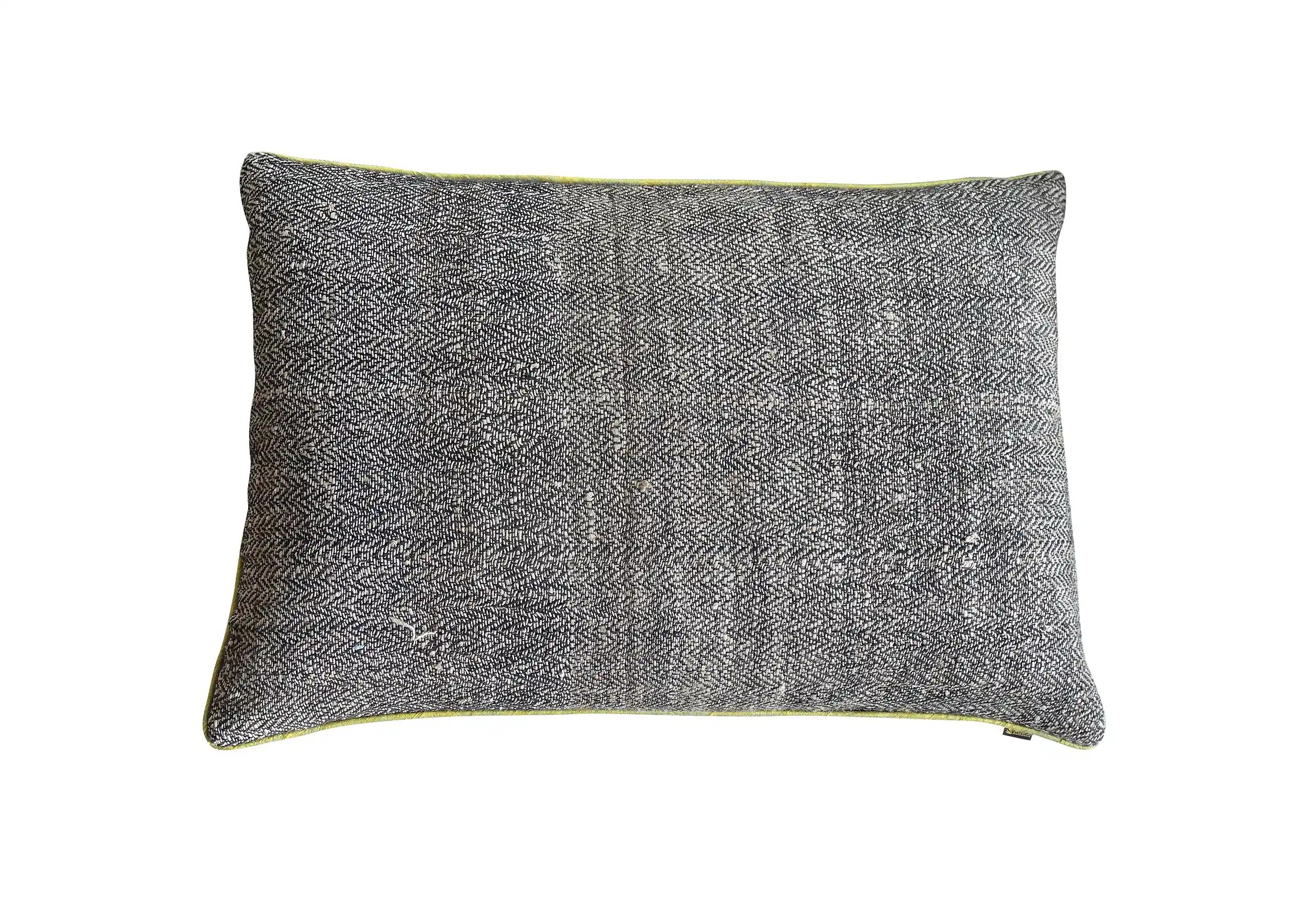 Rectangular bamboo cushion made from nettle fiber and wild silk, photo taken from the front on a white background