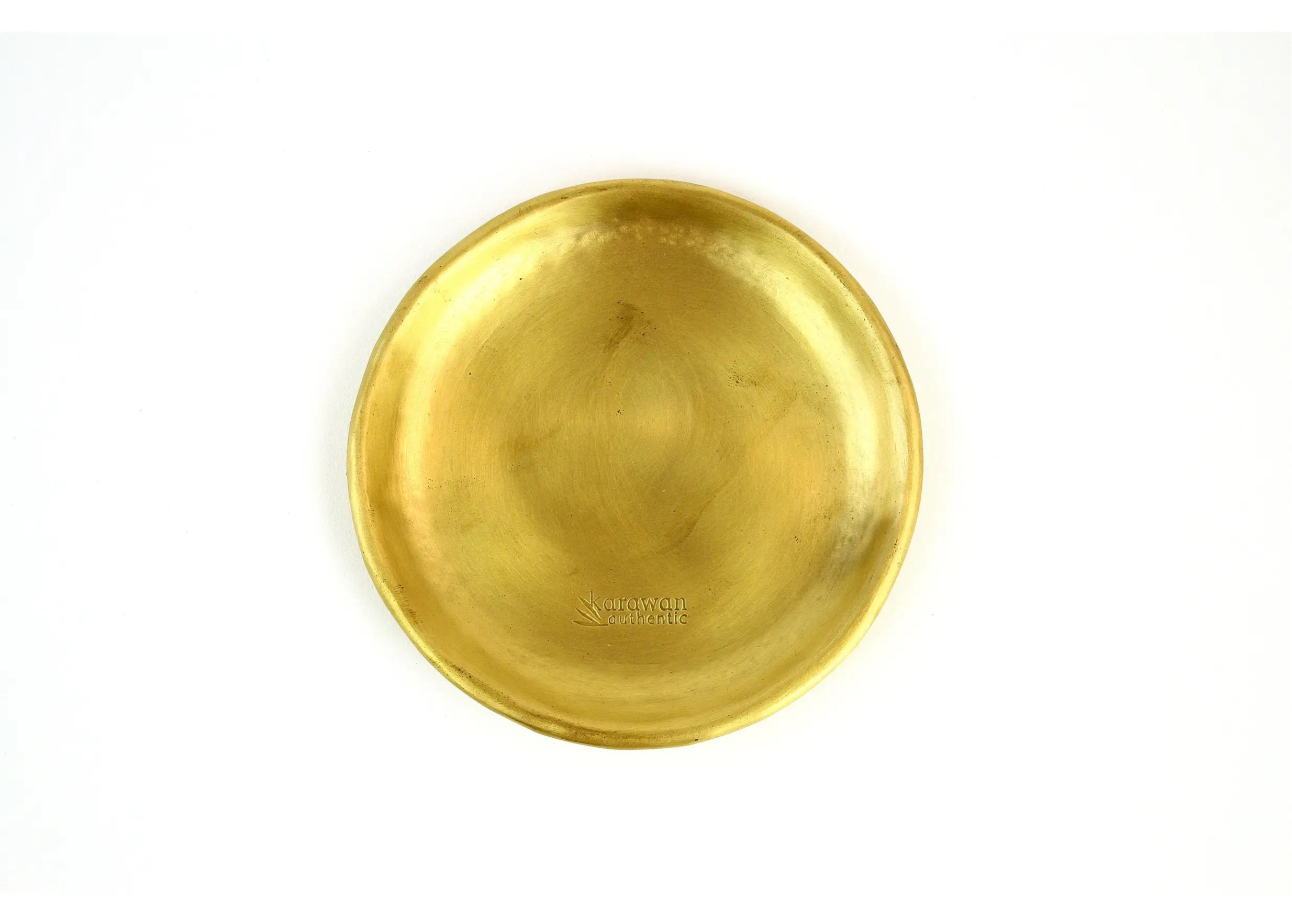 XXS size dish in smooth gold-plated brass Moon, photo taken against a white background