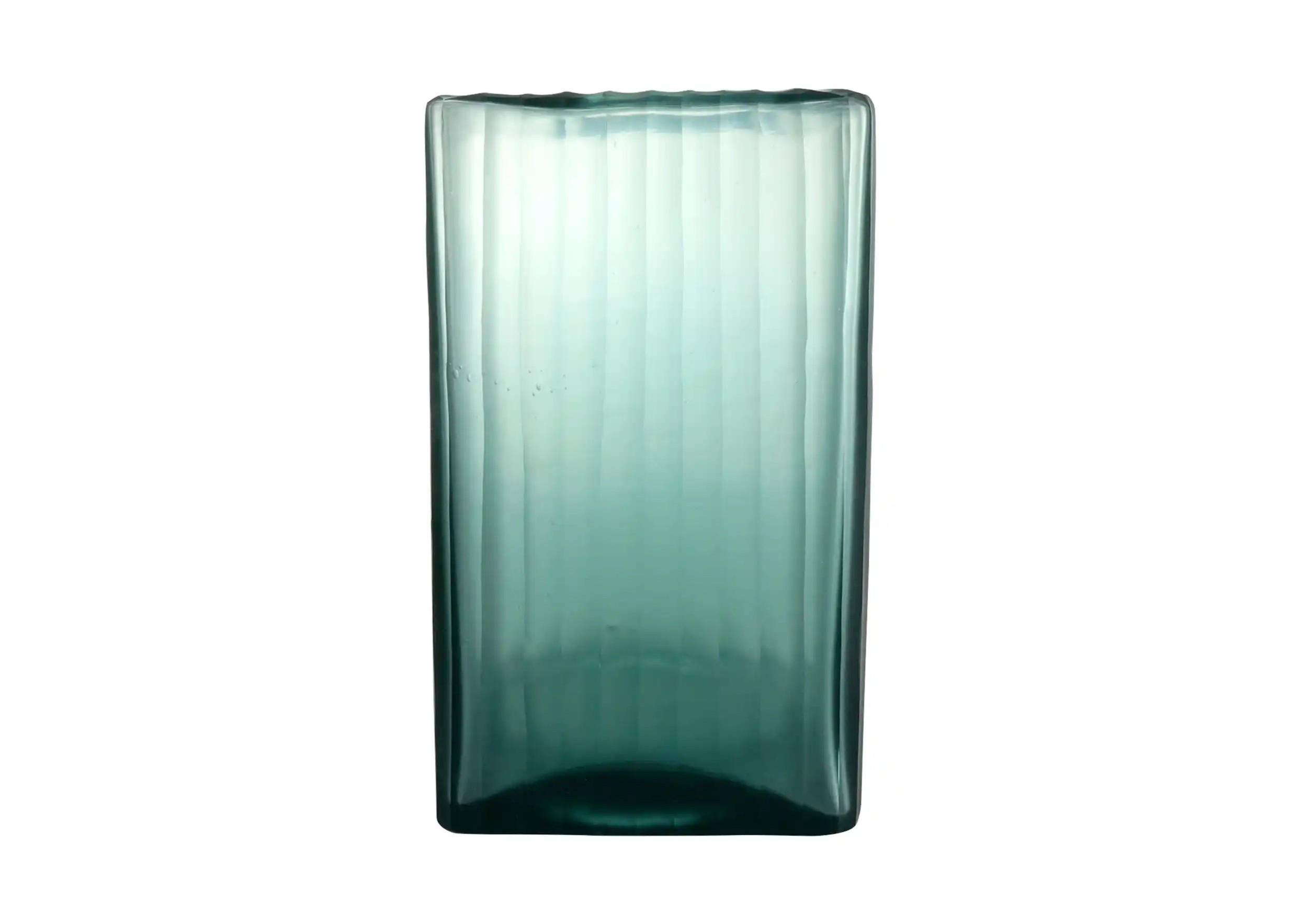 Vase modèle L Aqua Cube en verre soufflé et recyclé, photo sur fond blanc prise de face