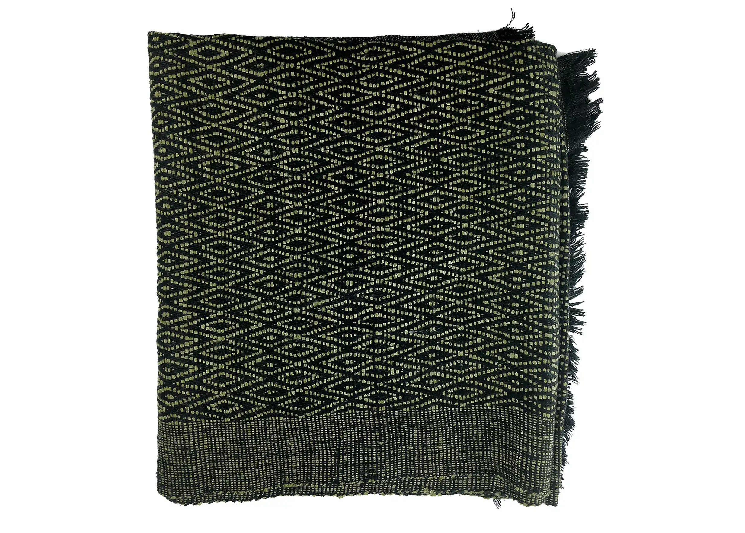 Etole en soie Eri Eshani, couleur olive, un modèle tissé main, des motifs de losange répétés