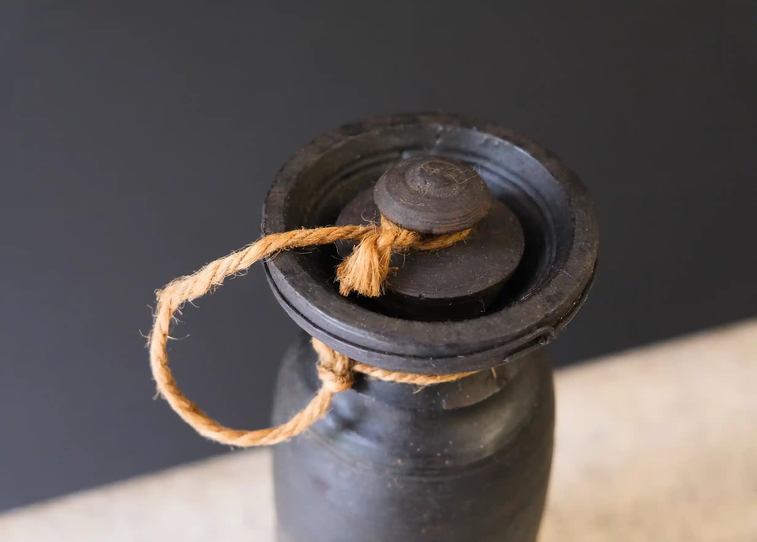 Wooden pot, Himalayan yak butter model no. 2, photo taken from above
