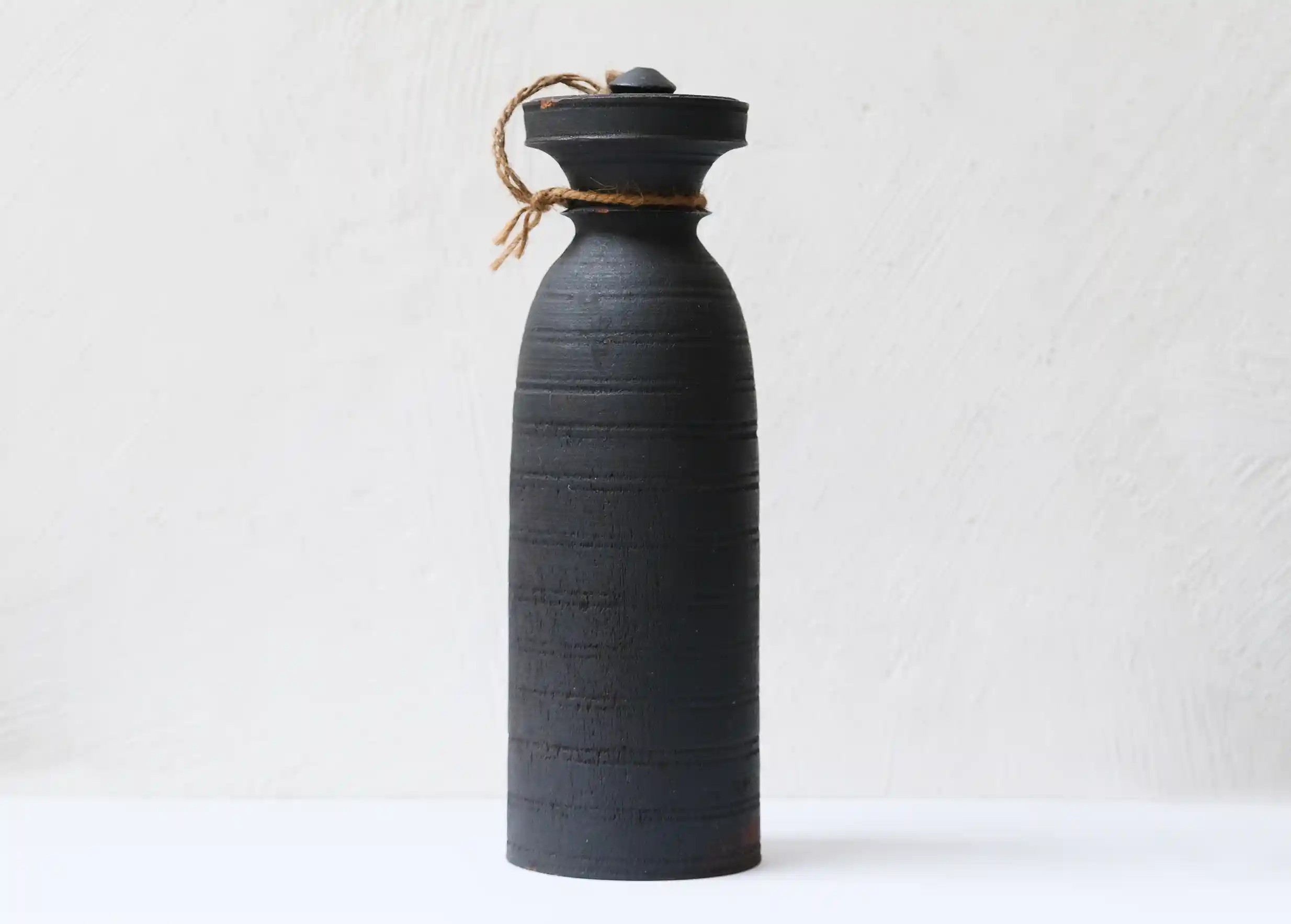 Wooden pot, Himalayan yak butter model no. 3, photo taken against a white background