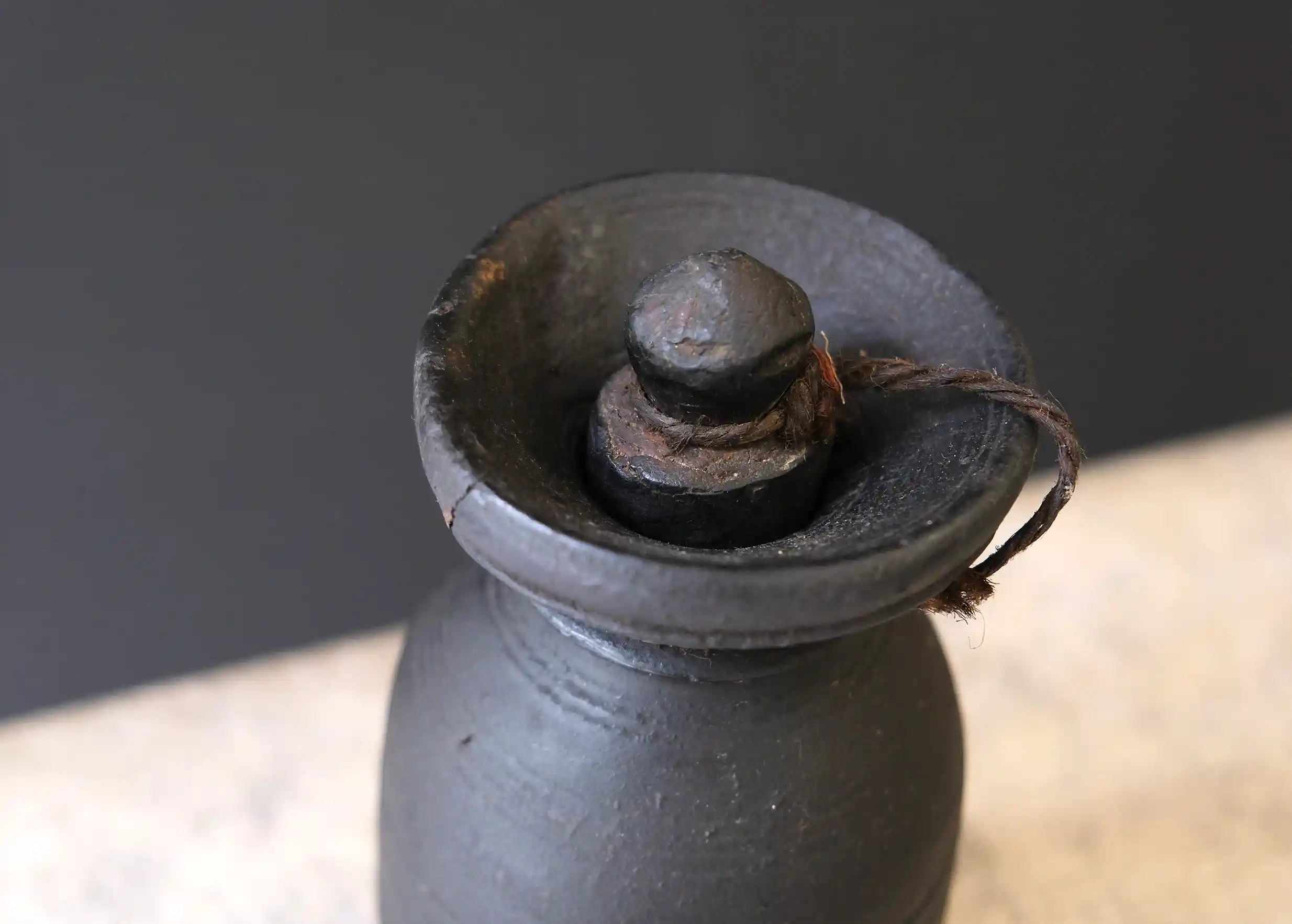 Wooden pot, Himalayan yak butter model no. 5, photo taken from above