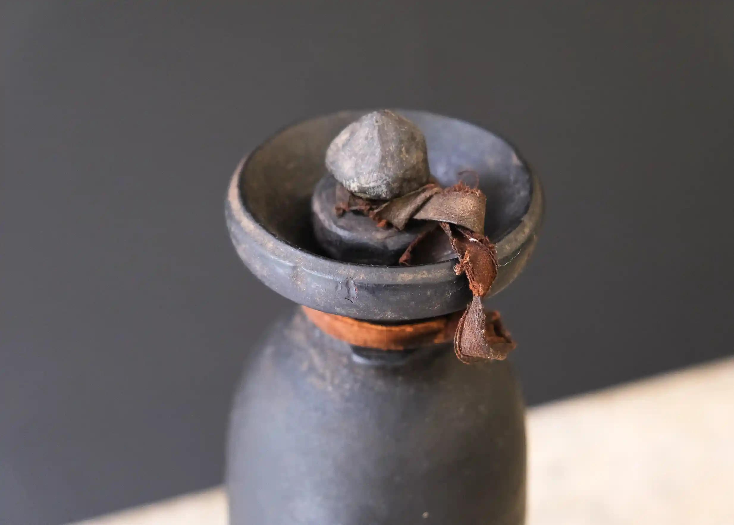 Wooden pot, Himalayan yak butter model no. 6, photo taken from above