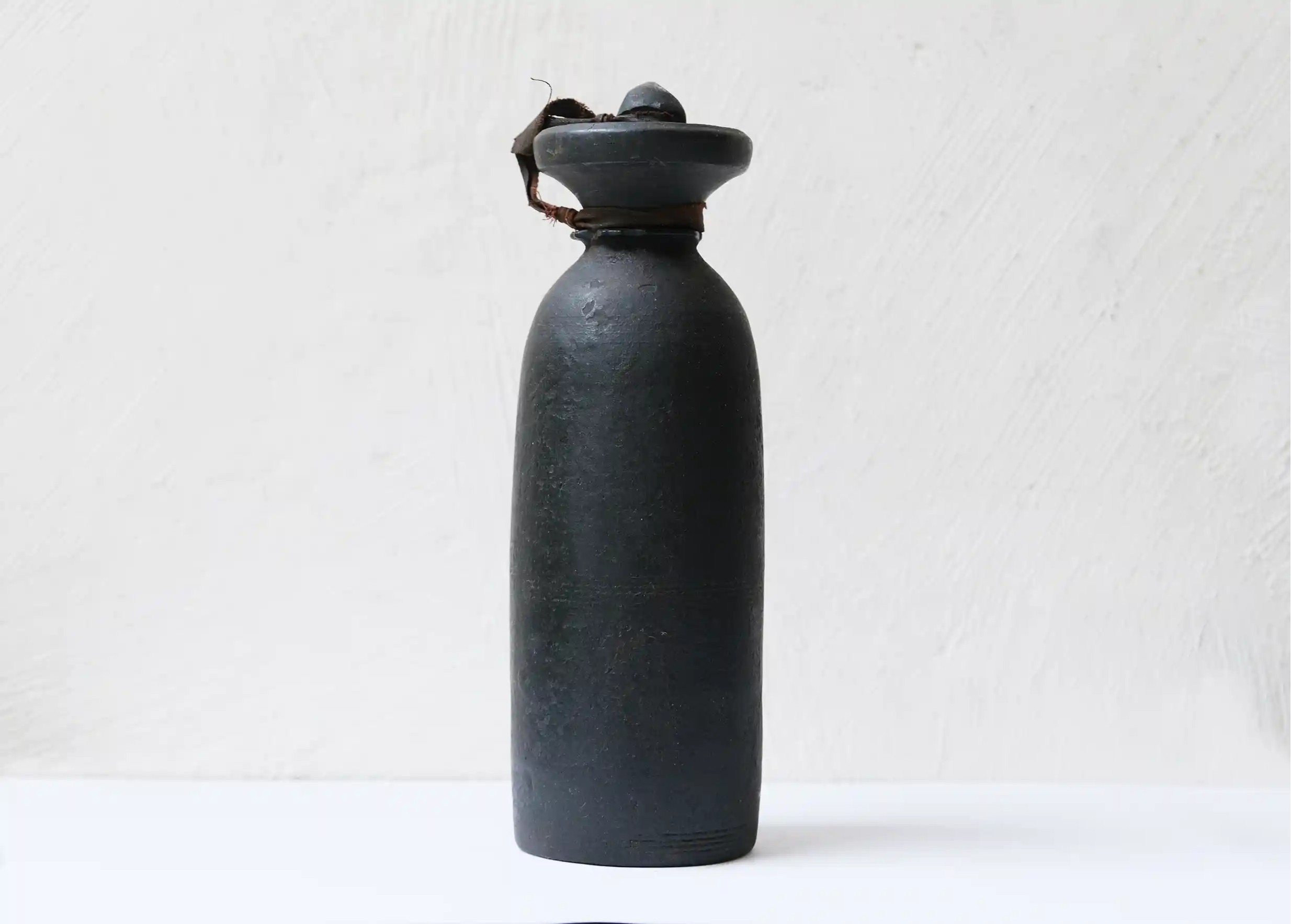 Wooden pot, Himalayan yak butter model no. 6, photo taken against a white background