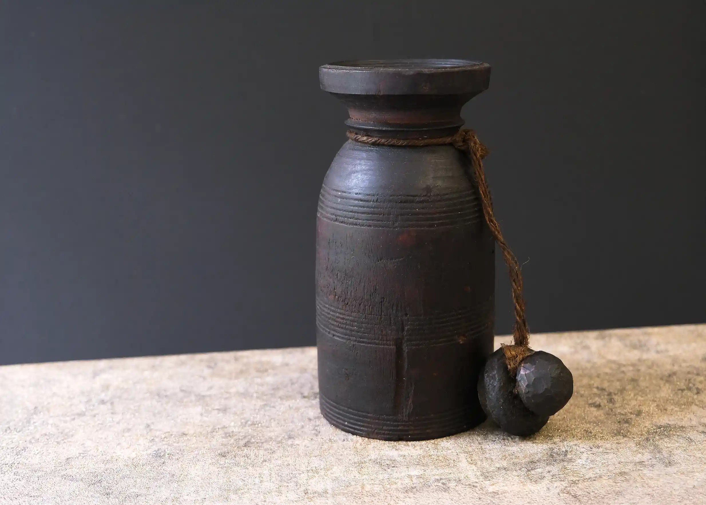 Wooden pot, Himalayan yak butter model no. 8, from the Karawan Authentic brand