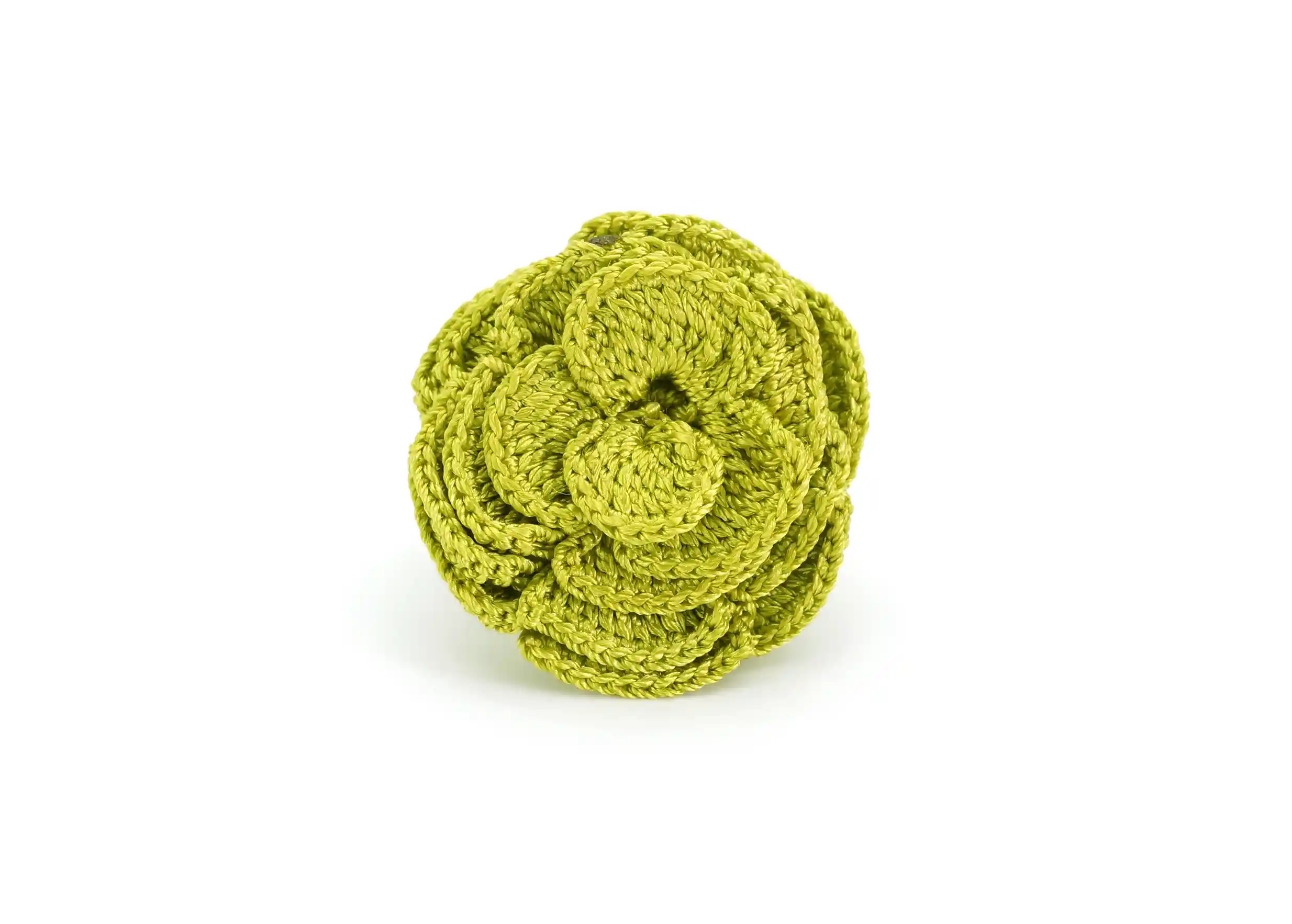 Belkis lace ring in cactus colour, front view, twisted floral design