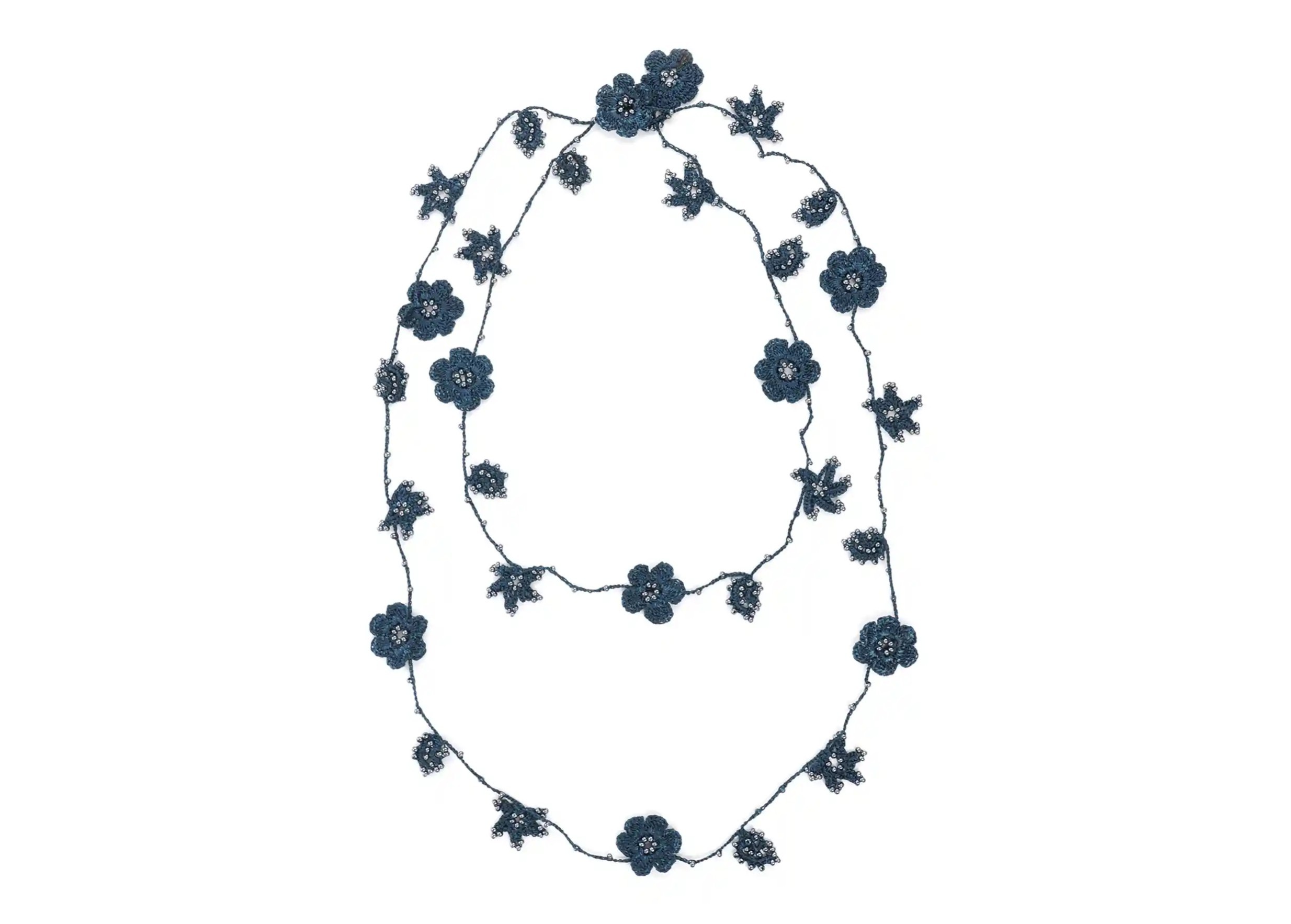 Sautoir dentelle en fil et perles, collection Crystal