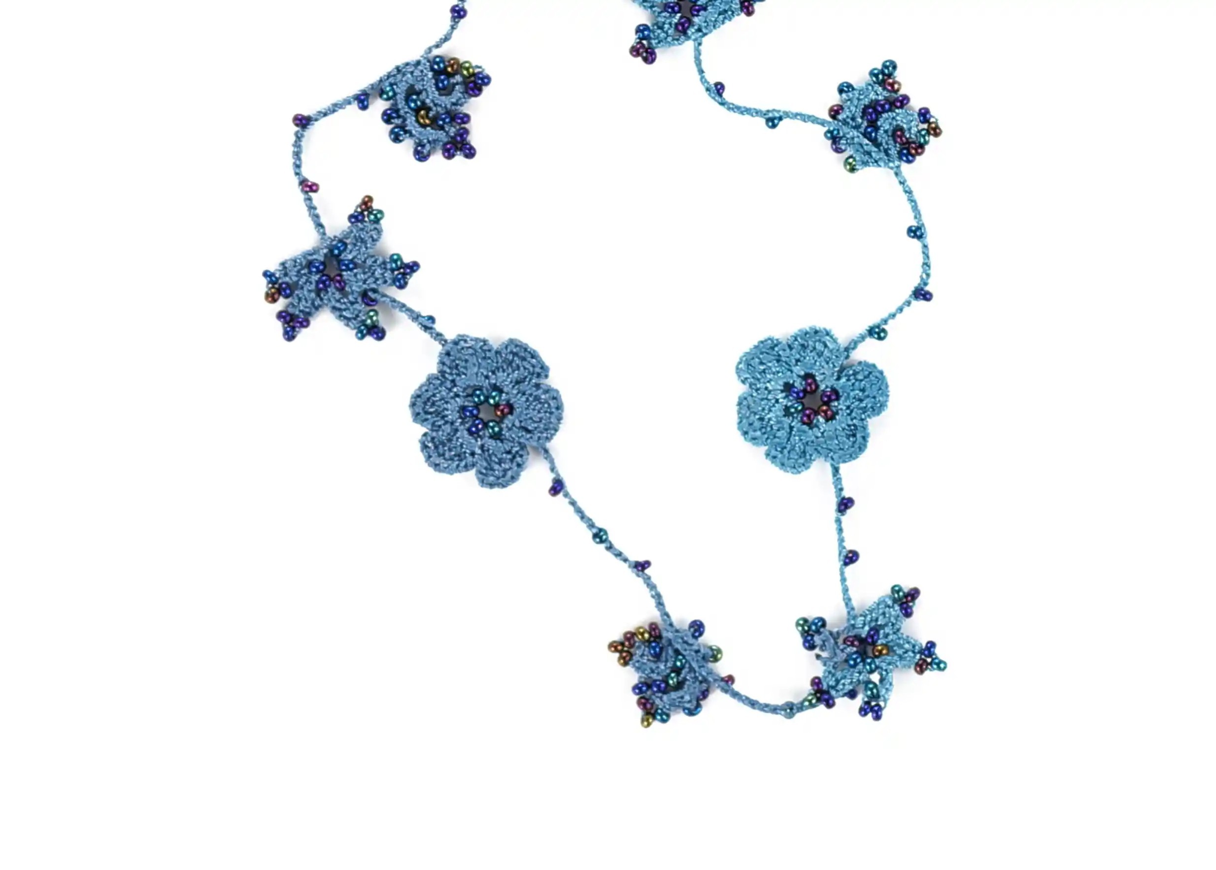 Long necklace and choker in wire and pearls, Crystal