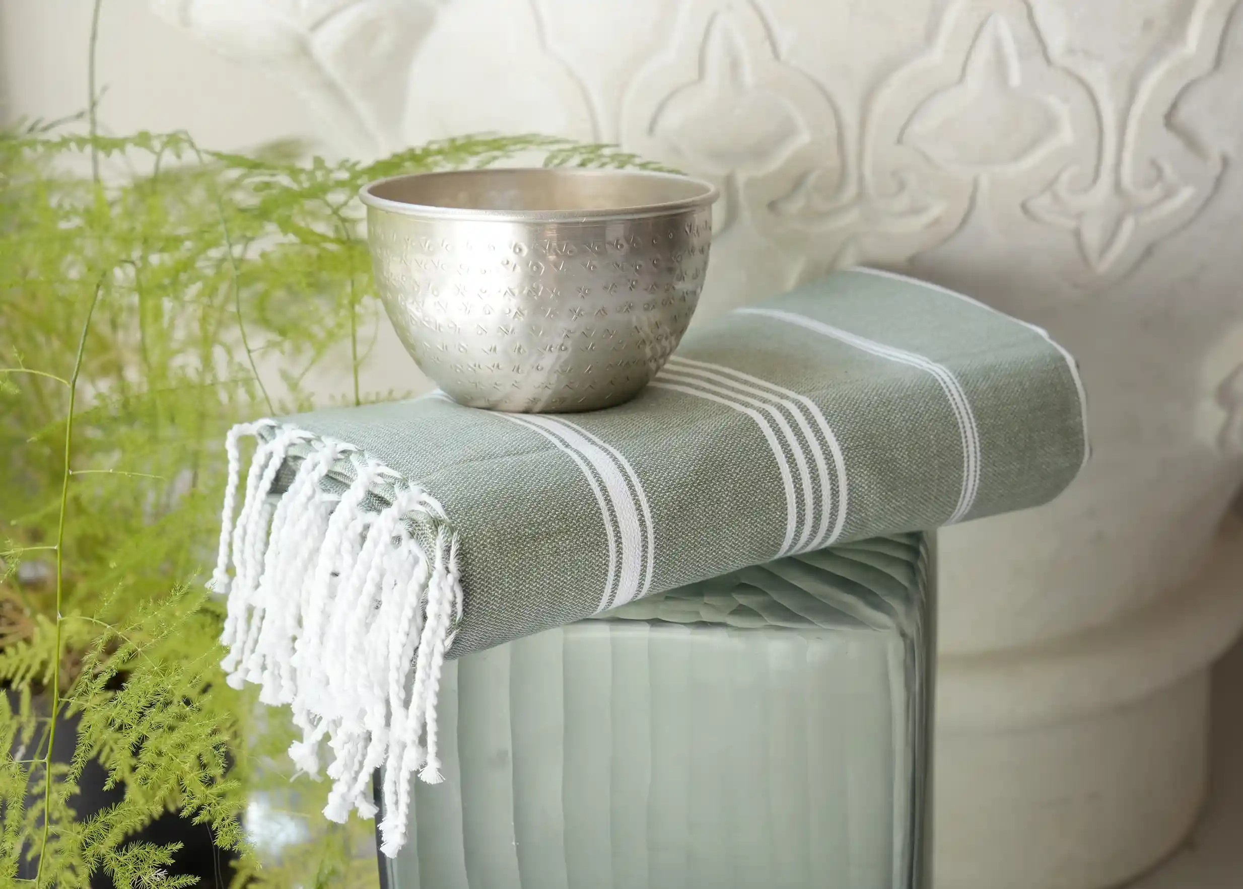 Fouta vert sapin en coton bio, collection Hammam Fouta vert sapin en coton bio, collection Hammam