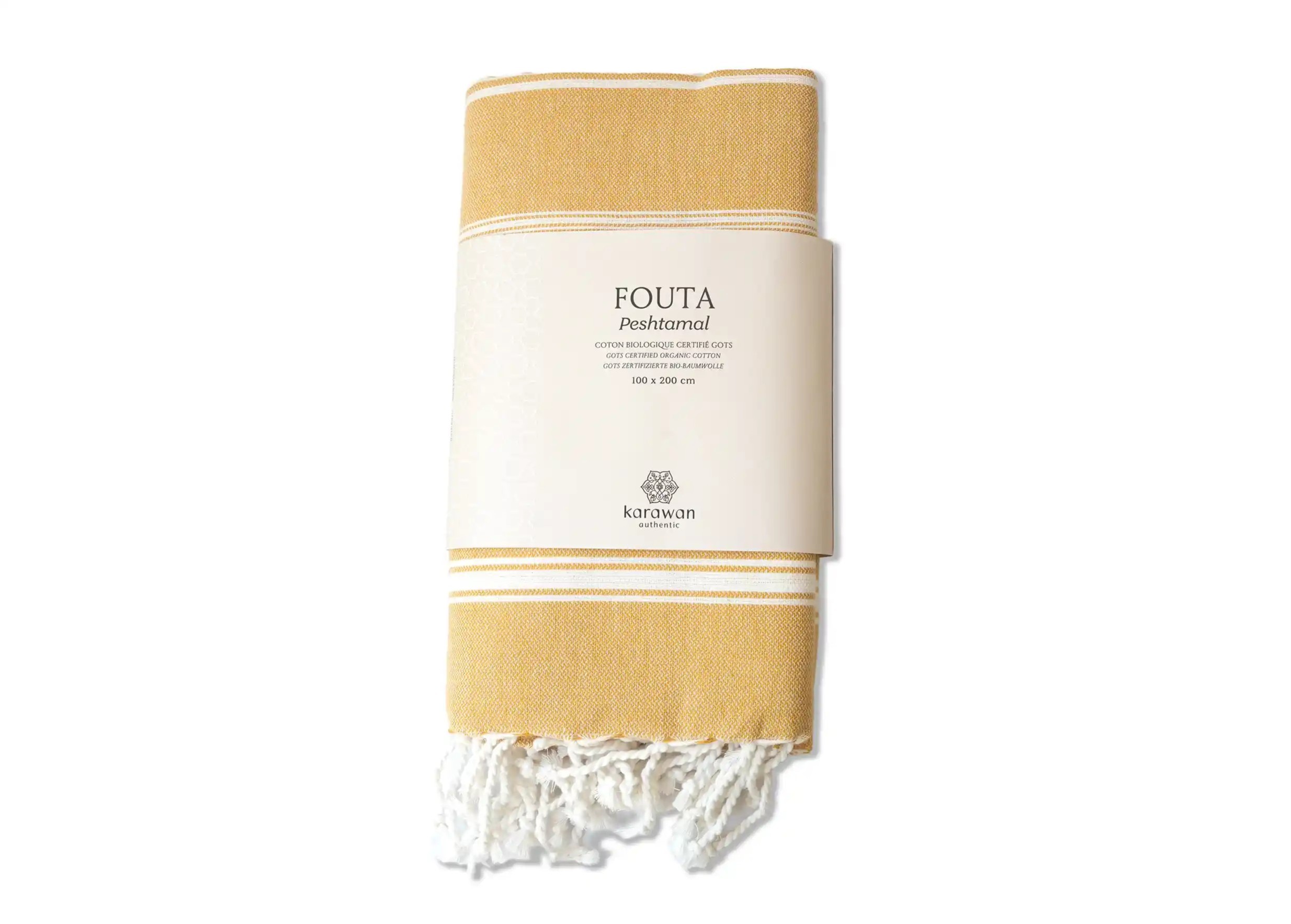 Fouta jaune doré en coton bio, collection Hammam Fouta jaune doré en coton bio, collection Hammam