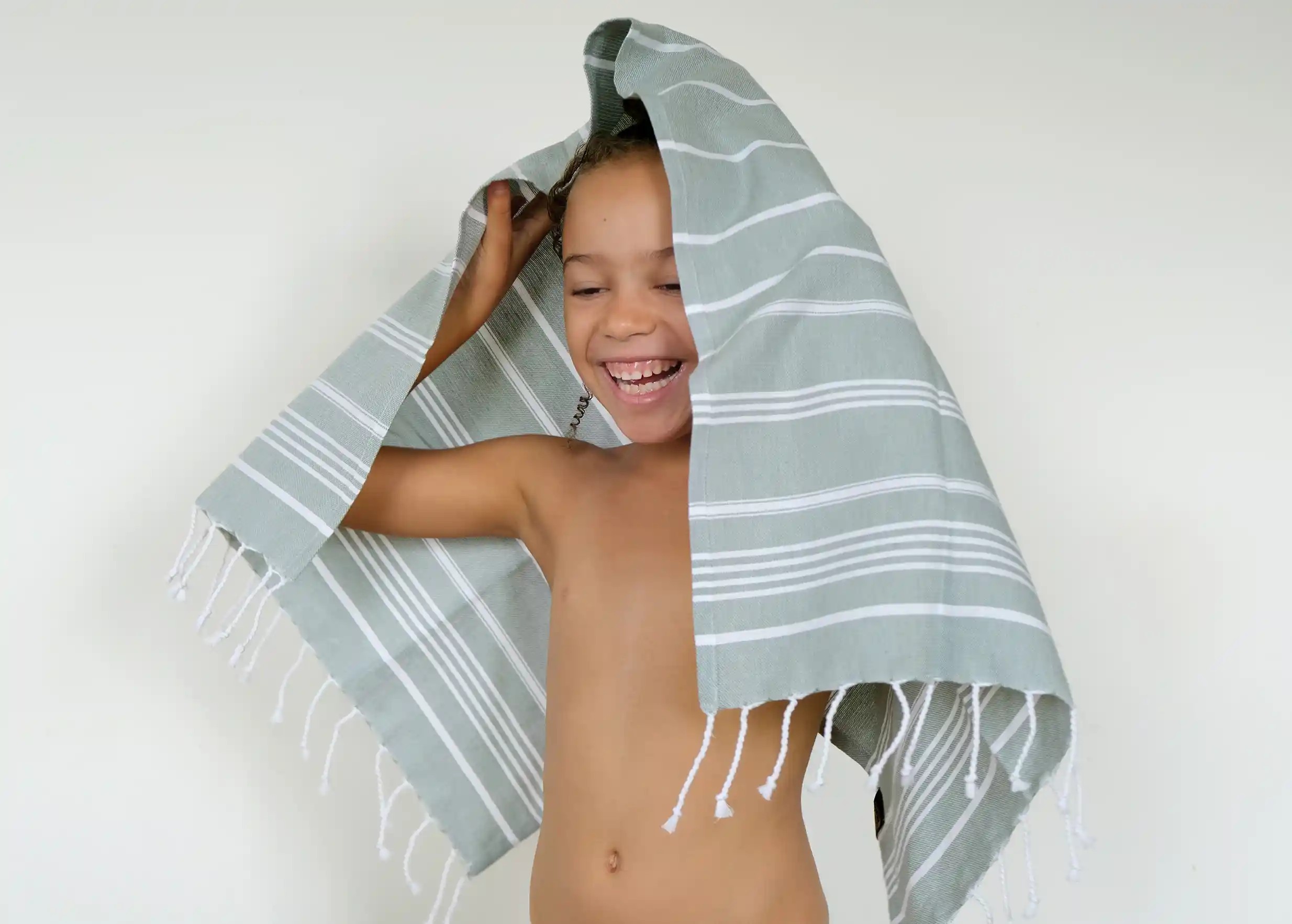 Fouta bleu eucalyptus en coton bio, collection Hammam Fouta bleu eucalyptus en coton bio, collection Hammam