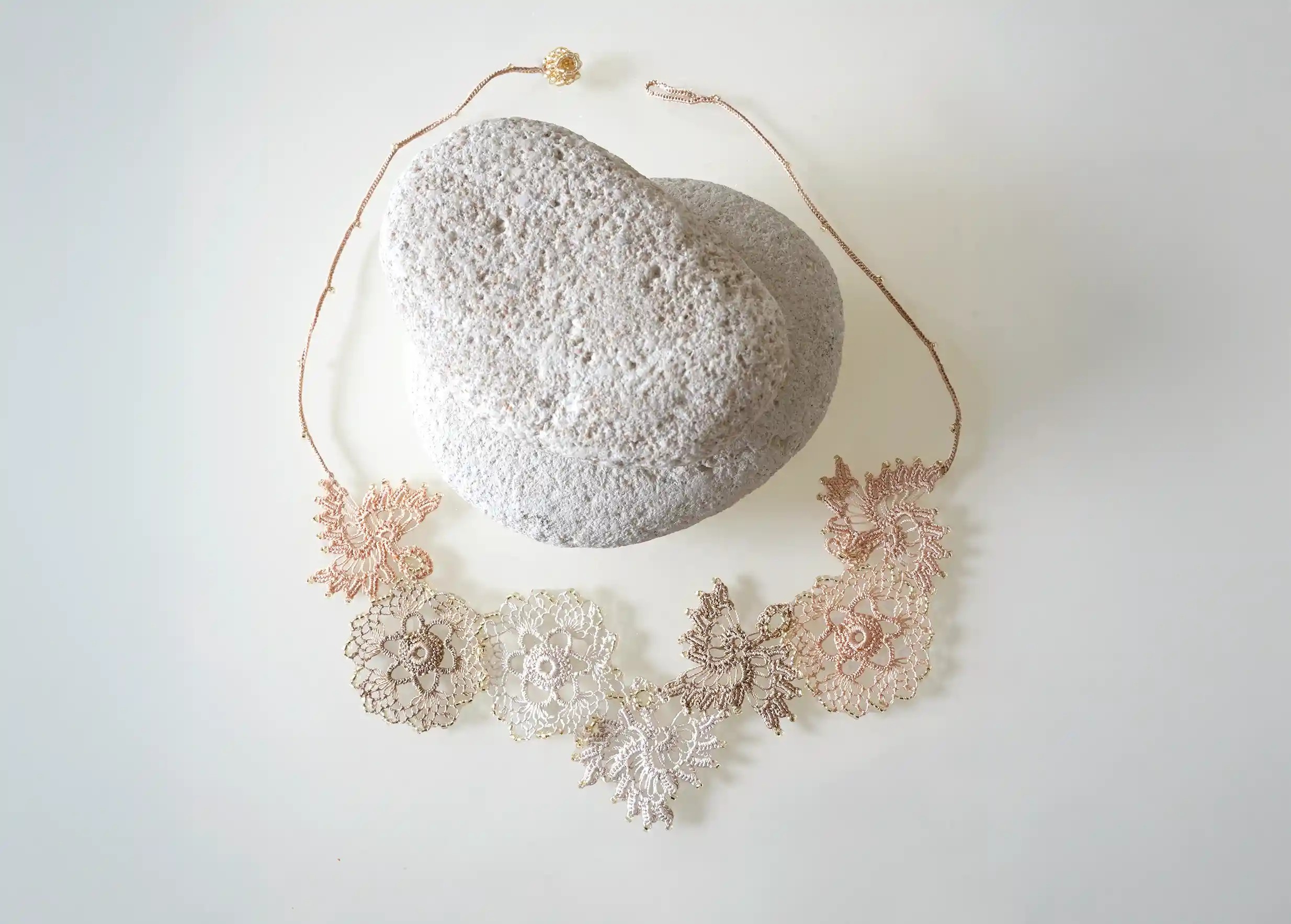 'Pollen' textile necklace by Karawan Authentic, prose taken from above