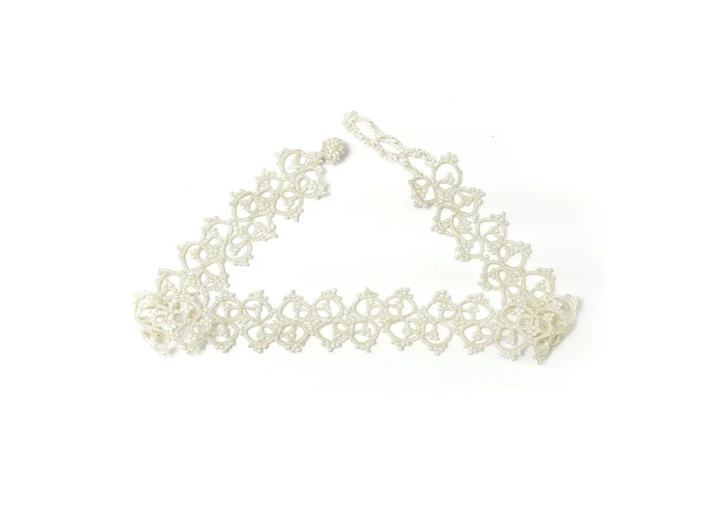 Choker necklace, lace, handmade, photo taken against a white background