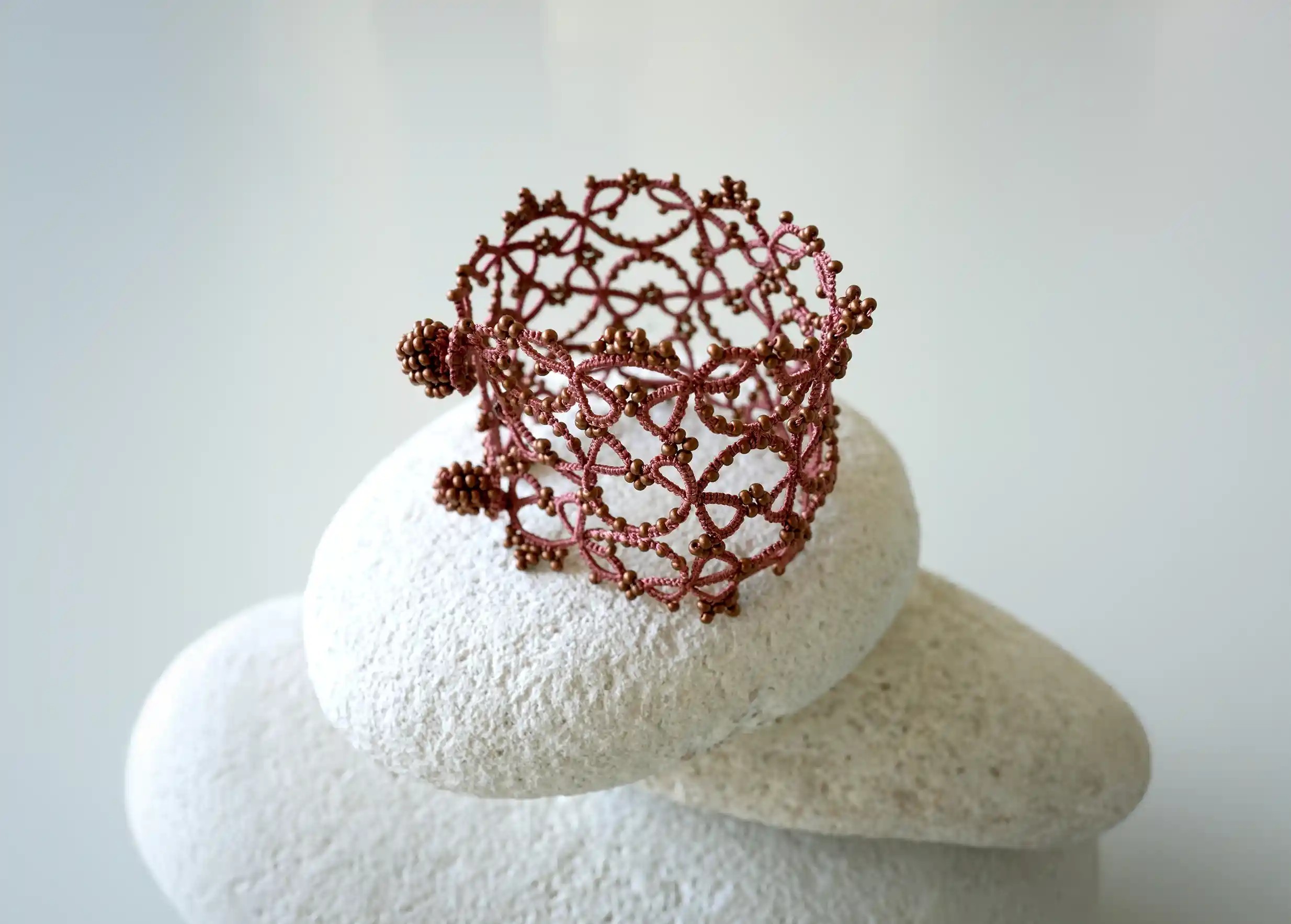 Wide lace cuff bracelet by Karawan Authentic, Crown model