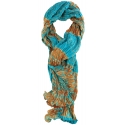 Foulard en soie Abysses, turquoise et safran