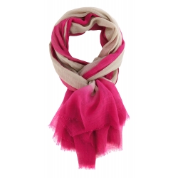Chèches Chic en coton sable et rose fluo