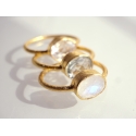 Rings "Drop" Moonstone 925 Silver and 3µ Gold