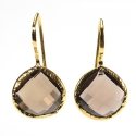 Earrings "Drop" Smokey Quartz, 925 Silver and 3µ Gold
