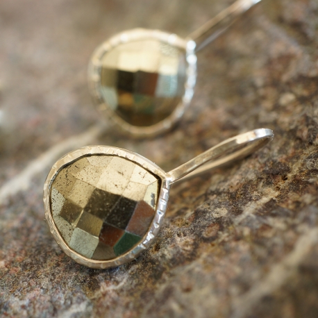 Earrings silver "Drop" Pyrite