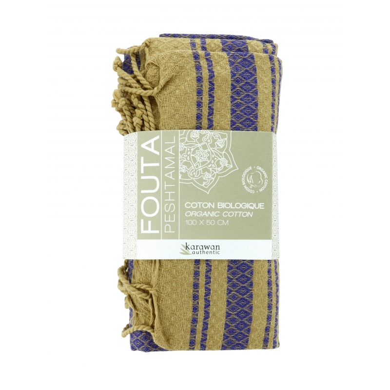 foutas "sand" indigo organic cotton, 100x200 cm