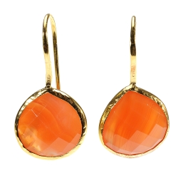 Earrings gold-plated "Drop", Cornelian