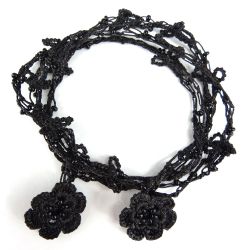 Bracelet et collier "Chainette" Noir carbone