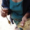 Wild liana bag with leather handles, hand crocheted