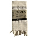 Fouta en coton biologique coloris MOONSTONE, tissée avec une face éponge, franges nouées à la main