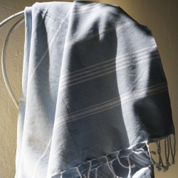 Fouta en coton biologique, Blanc et Nuage