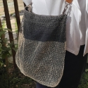 Wild liana bag with leather handles, hand crocheted