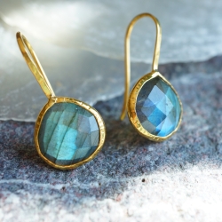 Boucles d'oreilles plaqué or "Drop" Labradorite