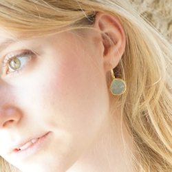 Earrings gold-plated "Drop", Aqua Chalcedony